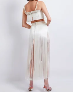 PatBO All-Over Fringe Maxi Skirt with Built-In Bottom (FINAL SALE)- Bottoms