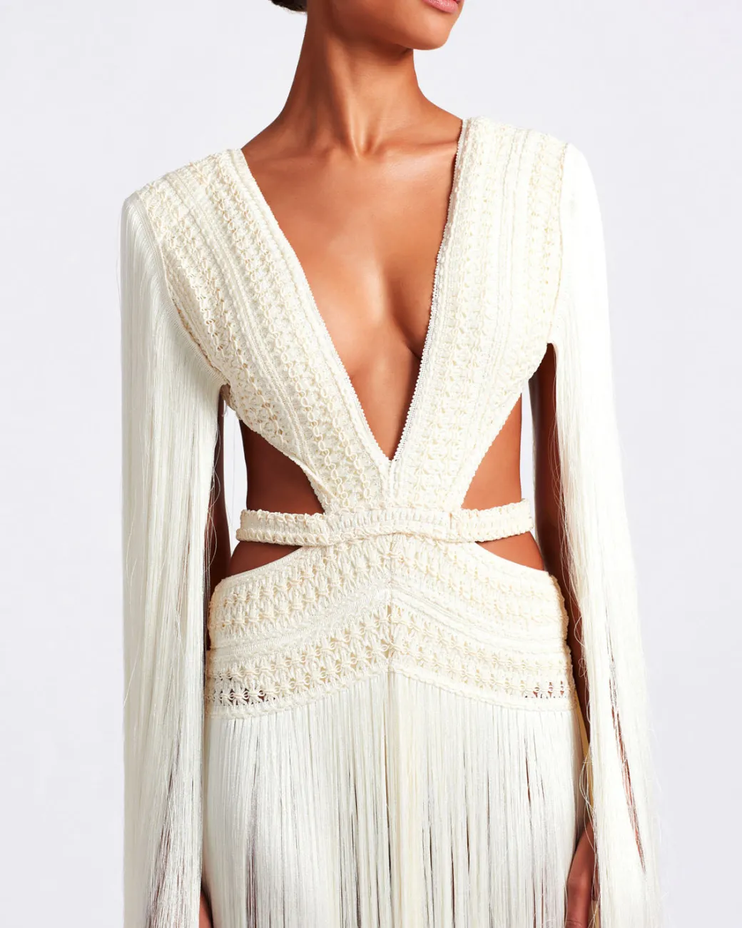 PatBO ALL-OVER PLUNGING FRINGE DRESS (RUNWAY)- Dresses & Jumpsuits
