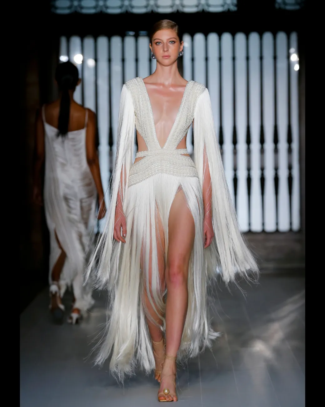 PatBO ALL-OVER PLUNGING FRINGE DRESS (RUNWAY)- Dresses & Jumpsuits