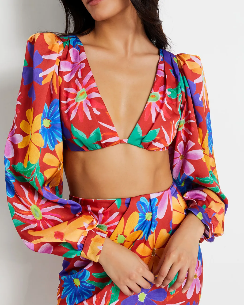 PatBO Aster Long Sleeve Cropped Top (FINAL SALE)- Tops & Bodysuits
