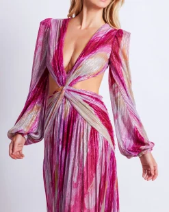 PatBO Aura Metallic Plunge Maxi Dress- Dresses & Jumpsuits