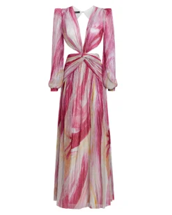 PatBO Aura Metallic Plunge Maxi Dress- Dresses & Jumpsuits