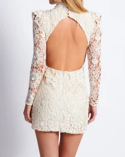 PatBO Beaded Crochet Open Back Mini Dress- Dresses & Jumpsuits