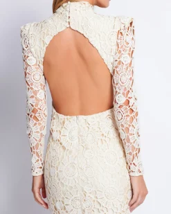 PatBO Beaded Crochet Open Back Mini Dress- Dresses & Jumpsuits