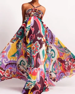PatBO Beaded Daydreamer Pleated Gown (FINAL SALE)- Dresses & Jumpsuits