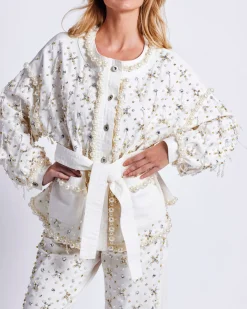 PatBO Beaded Denim Jacket- Matching Sets|Denim