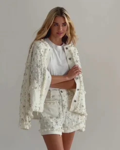PatBO Beaded Denim Jacket- Matching Sets|Denim