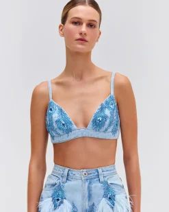 PatBO Beaded Feather Shorts (EXCLUSIVE)- Matching Sets|Denim