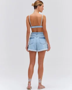 PatBO Beaded Feather Shorts (EXCLUSIVE)- Matching Sets|Denim