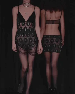PatBO BEADED VELVET LACE MINI DRESS (RUNWAY)- Dresses & Jumpsuits