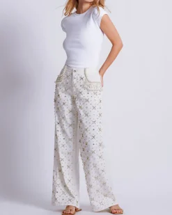 PatBO Beaded Wide Leg Jeans (FINAL SALE)- Matching Sets|Denim