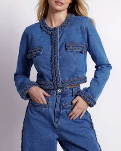 PatBO Braided Cropped Jacket- Matching Sets|Denim
