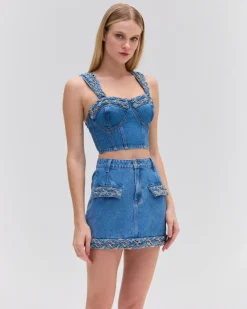 PatBO Braided Cropped Top- Matching Sets|Denim
