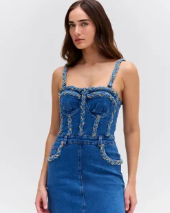 PatBO BRAIDED MIDI DRESS- Denim|Dresses & Jumpsuits