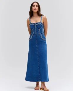 PatBO BRAIDED MIDI DRESS- Denim|Dresses & Jumpsuits