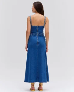 PatBO BRAIDED MIDI DRESS- Denim|Dresses & Jumpsuits