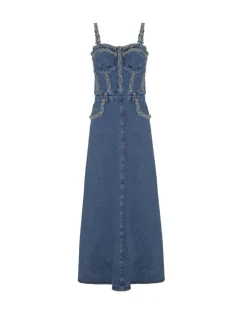 PatBO BRAIDED MIDI DRESS- Denim|Dresses & Jumpsuits