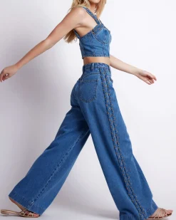 PatBO Braided Wide Leg Jeans- Matching Sets|Denim