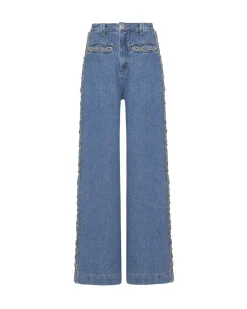 PatBO Braided Wide Leg Jeans- Matching Sets|Denim