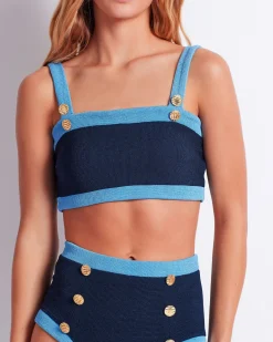 PatBO Colorblock Knit Bikini Top (FINAL SALE)- Bikinis