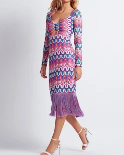 PatBO CROCHET CUT-OUT FRINGE TRIM MIDI DRESS (FINAL SALE)- Beach Dresses|Dresses & Jumpsuits