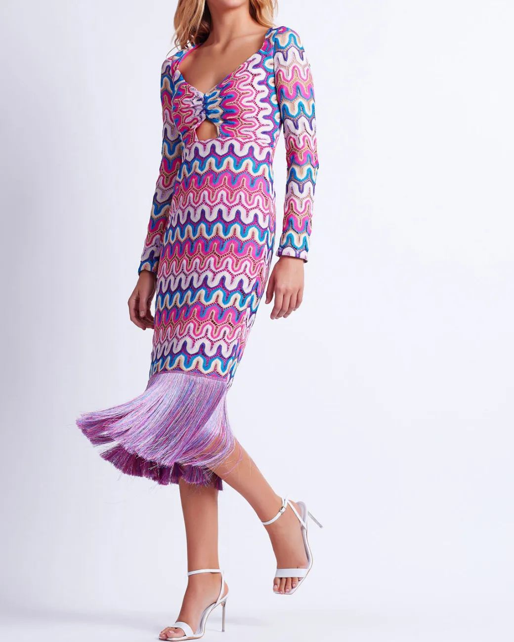 PatBO CROCHET CUT-OUT FRINGE TRIM MIDI DRESS (FINAL SALE)- Beach Dresses|Dresses & Jumpsuits