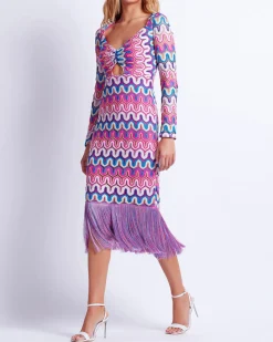 PatBO CROCHET CUT-OUT FRINGE TRIM MIDI DRESS (FINAL SALE)- Beach Dresses|Dresses & Jumpsuits