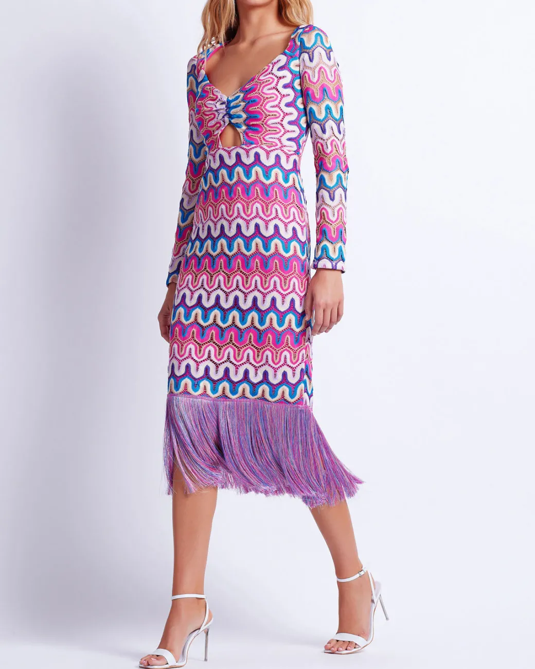 PatBO CROCHET CUT-OUT FRINGE TRIM MIDI DRESS (FINAL SALE)- Beach Dresses|Dresses & Jumpsuits