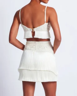 PatBO Crochet Fringe Cropped Top- Tops & Bodysuits|Matching Sets