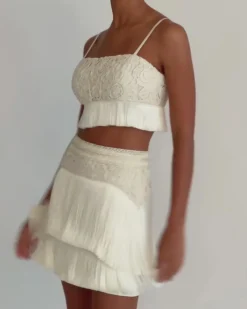 PatBO Crochet Fringe Mini Skirt- Matching Sets|Bottoms