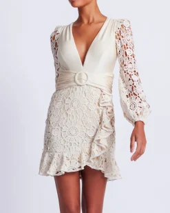PatBO Crochet Plunge Mini Dress- Dresses & Jumpsuits|Beach Dresses