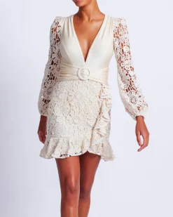 PatBO Crochet Plunge Mini Dress- Dresses & Jumpsuits|Beach Dresses