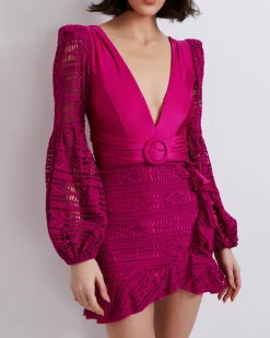 PatBO Crochet Plunge Mini Dress (FINAL SALE)- Dresses & Jumpsuits