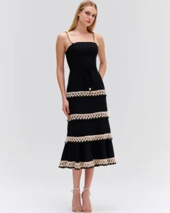 PatBO CROCHET TRIM FITTED MIDI DRESS- Dresses & Jumpsuits