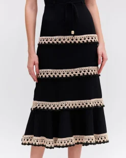 PatBO CROCHET TRIM FITTED MIDI DRESS- Dresses & Jumpsuits