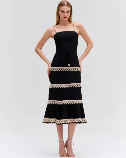 PatBO CROCHET TRIM FITTED MIDI DRESS- Dresses & Jumpsuits