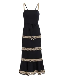 PatBO CROCHET TRIM FITTED MIDI DRESS- Dresses & Jumpsuits