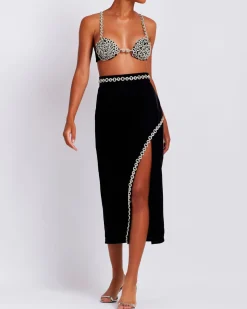 PatBO Crystal Chain Midi Skirt (FINAL SALE)- Bottoms