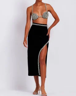 PatBO Crystal Chain Midi Skirt (FINAL SALE)- Bottoms