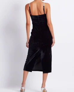 PatBO Crystal Chain Velvet Midi Dress (FINAL SALE)- Dresses & Jumpsuits