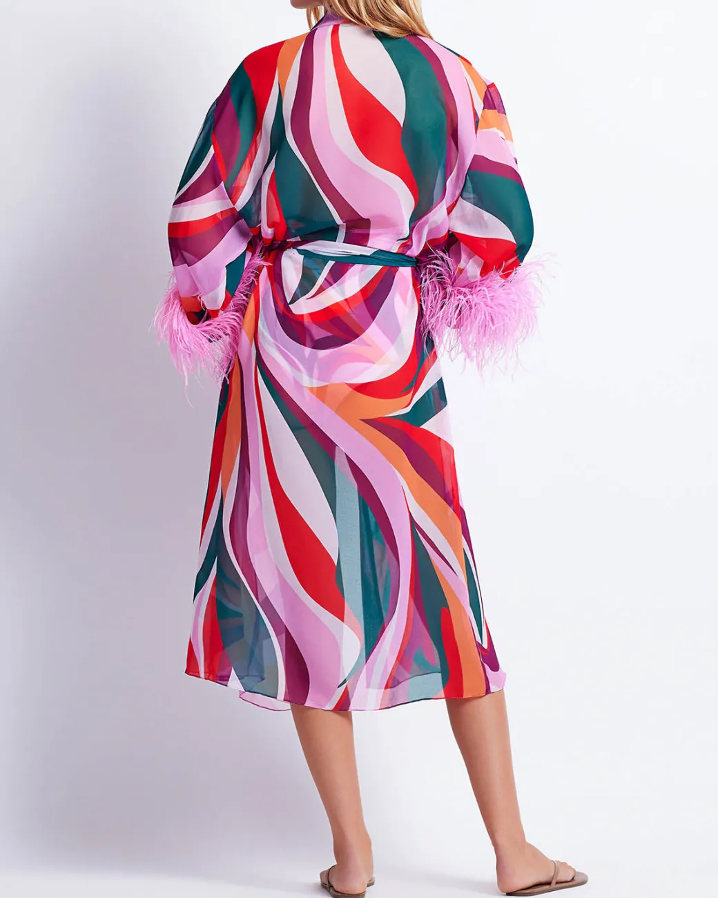 PatBO DELOS FEATHER TRIM KIMONO (FINAL SALE)- Cover-ups