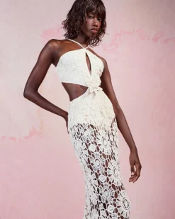 PatBO Embroidered Crochet Halterneck Dress- Beach Dresses|Dresses & Jumpsuits