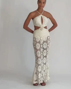 PatBO Embroidered Crochet Halterneck Dress- Beach Dresses|Dresses & Jumpsuits