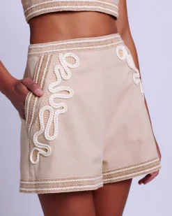 PatBO Embroidered Linen Shorts- Matching Sets|Bottoms