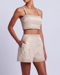 PatBO Embroidered Linen Top- Matching Sets|Tops & Bodysuits