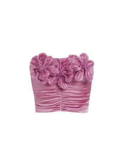 PatBO Embroidered Metallic Jersey Strapless Top (FINAL SALE)- Matching Sets|Tops & Bodysuits