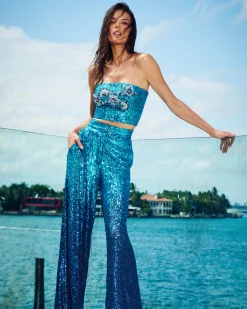 PatBO EMBROIDERED OMBRE SEQUIN TOP (FINAL SALE)- Matching Sets|Tops & Bodysuits