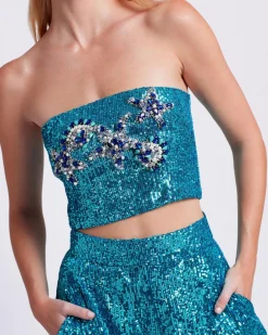 PatBO EMBROIDERED OMBRE SEQUIN TOP (FINAL SALE)- Matching Sets|Tops & Bodysuits