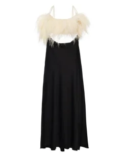 PatBO Feather Trim Maxi Slip Dress (FINAL SALE)- Dresses & Jumpsuits