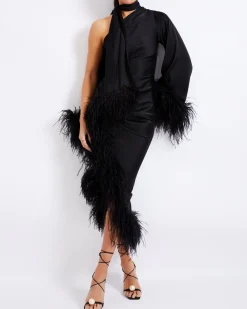 PatBO FEATHER TRIM OSCAR DRESS (FINAL SALE)- Dresses & Jumpsuits